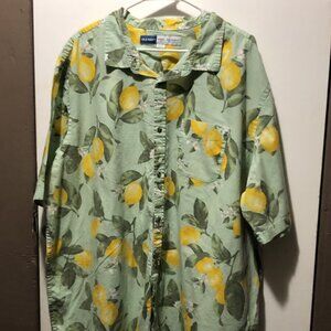 Old Navy Everyday Lemons Print Tropical Shirt, Size 4XL Tall